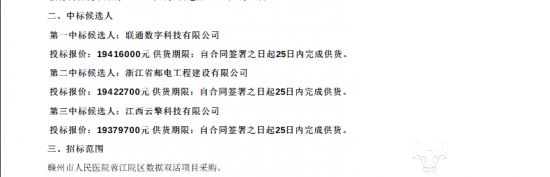 某地医院近2000万项目招标联通获胜！电信移动都没来？(图2)